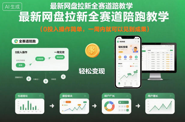 最新网盘拉新全赛道陪跑教学，0投入操作简单，一周内就可以见到成果-weichuangqy