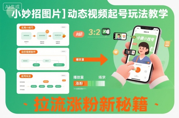 小妙招图片＋动态视频起号玩法教学，拉流涨粉新秘籍-weichuangqy