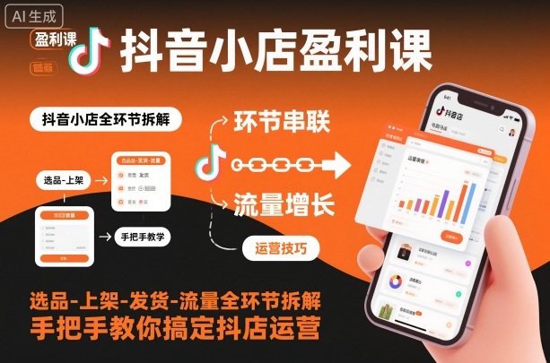 抖音小店盈利课-选品-上架-发货-流量全环节拆解，手把手教你搞定抖店运营-weichuangqy