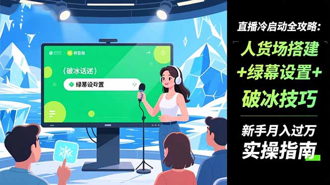 直播冷启动全攻略:人货场搭建+绿幕设置+破冰技巧，新手月入过万实操指南-weichuangqy