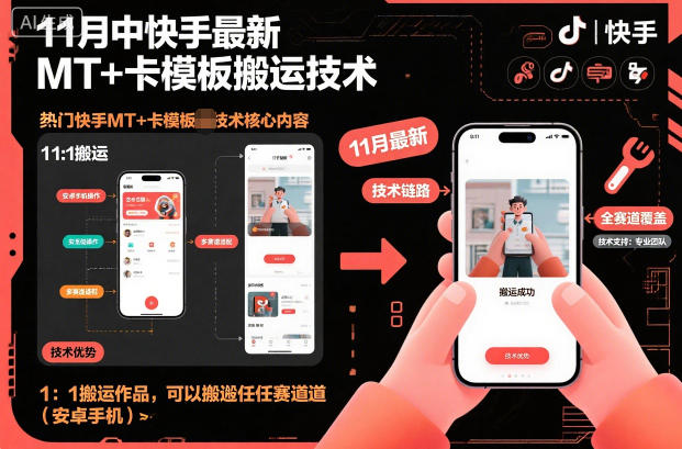 11月中快手最新MT+卡模板搬运技术，1：1搬运作品，可以搬运任何赛道(安卓手机)-weichuangqy