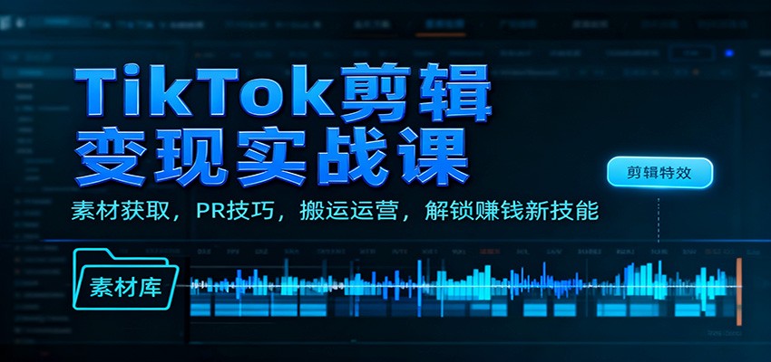 TikTok剪辑变现实战课：素材获取，PR技巧，搬运运营，解锁赚钱新技能-weichuangqy