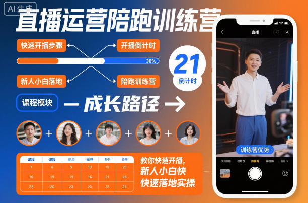 直播运营陪跑训练营，教你快速开播，新人小白快速落地实操-weichuangqy