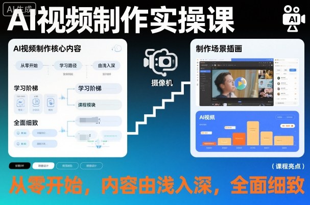 AI视频制作实操课，从零开始，内容由浅入深，全面细致-weichuangqy