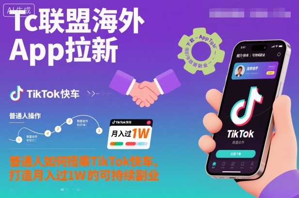 Tc联盟海外App拉新：普通人如何搭乘TikTok快车，打造月入过1W的可持续副业-weichuangqy