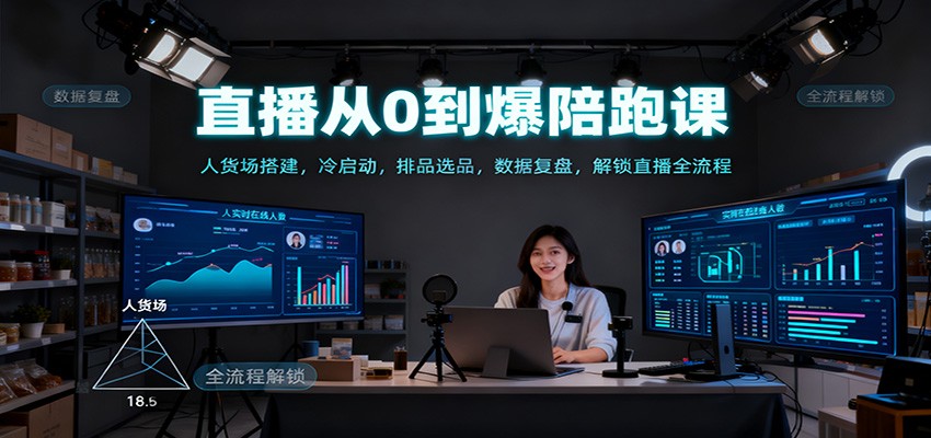 直播从0到爆陪跑课：人货场搭建，冷启动，排品选品，数据复盘，解锁直播全流程-weichuangqy