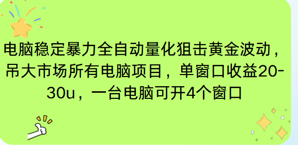 电脑EA策略挂机项目单窗口收益20-30u，单电脑可挂5-10个窗口收益稳健4位数-weichuangqy