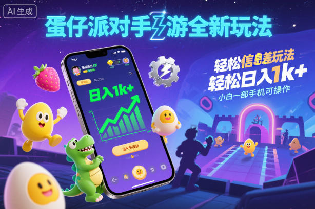 蛋仔派对手游全新玩法，轻松日入1k+，风口信息差玩法，当天见收益，小白一部手机可操作-weichuangqy