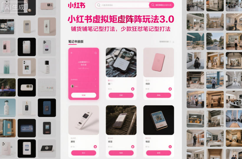 小红书虚拟矩阵玩法3.0，铺货铺笔记型打法，少款狂怼笔记型打法-weichuangqy