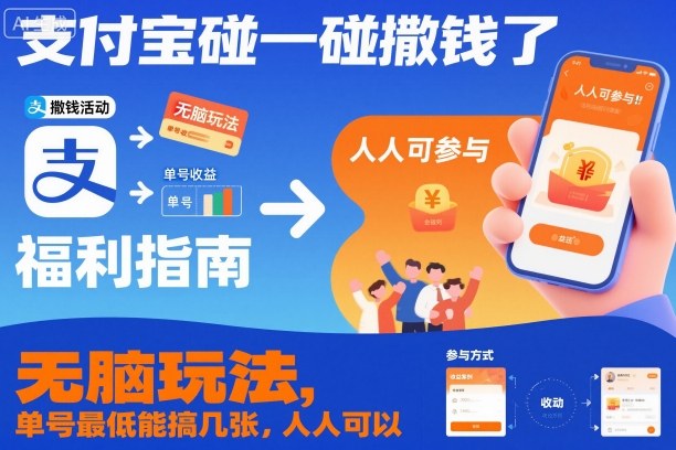 支付宝碰一碰撒钱了，无脑玩法，单号最低能搞几张，人人可以撸【揭秘】-weichuangqy