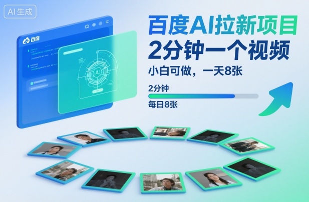 百度AI拉新项目，2分钟一个视频，小白可做，一天8张【附案例+保姆级教程】-weichuangqy