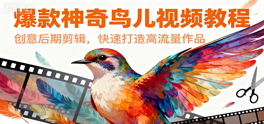 爆款神奇鸟儿视频教程，创意后期剪辑，快速打造高流量作品-weichuangqy