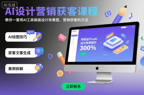 AI设计营销获客课程，教你一套用AI工具做画设计效果图，营销获客的方法-weichuangqy