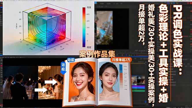 PR调色实战课：色彩理论+工具实操+婚礼医美/30+实操案例，月接单超2万-weichuangqy