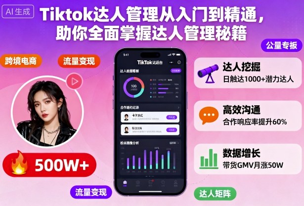 Tiktok达人管理从入门到精通，助你全面掌握达人管理秘籍-weichuangqy