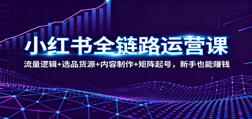 小红书全链路运营课：流量逻辑+选品货源+内容制作+矩阵起号，新手也能赚钱-weichuangqy