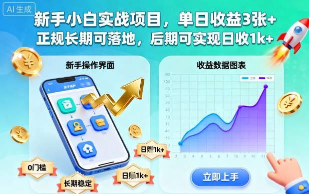 新手小白实战项目，单日收益3张+，正规长期可落地，后期可实现日收1k+【揭秘】-weichuangqy