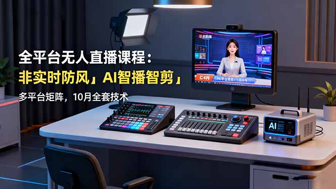 全平台无人直播课程：非实时防风＋AI智播智剪＋多平台矩阵，10月全套技术-weichuangqy