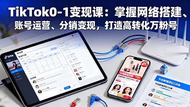 TikTok0-1变现课：掌握网络搭建、账号运营、分销变现，打造高转化万粉号-weichuangqy