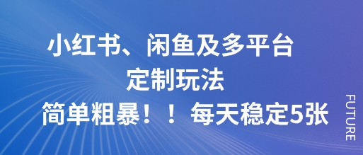 小红书、闲鱼及多平台定制玩法简单粗暴！每天稳定5张-weichuangqy