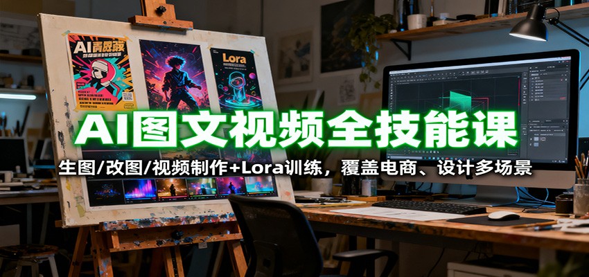 AI图文视频全技能课：生图/改图/视频制作+Lora训练，覆盖电商 、设计多场景-weichuangqy