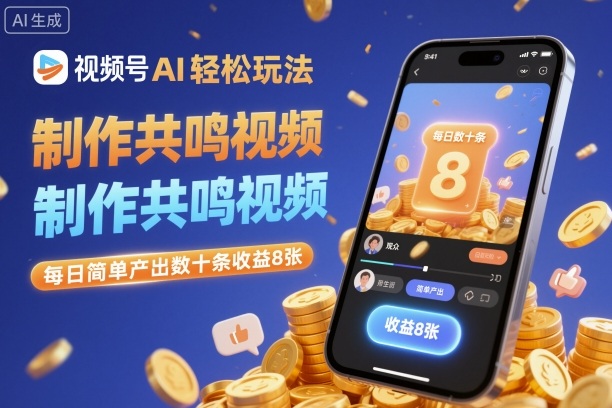 视频号AI轻松玩法，制作共鸣视频，每日简单产出数十条收益8张-weichuangqy