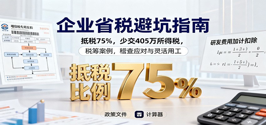 企业省税避坑指南：抵税75%，少交405万所得税，税筹案例，稽查应对与灵活用工-weichuangqy