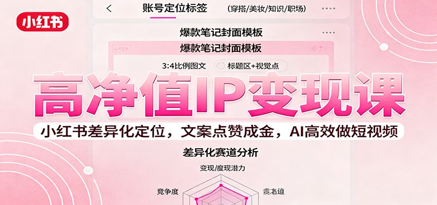 高净值IP变现课：小红书差异化定位，文案点赞成金， AI高效做短视频-weichuangqy