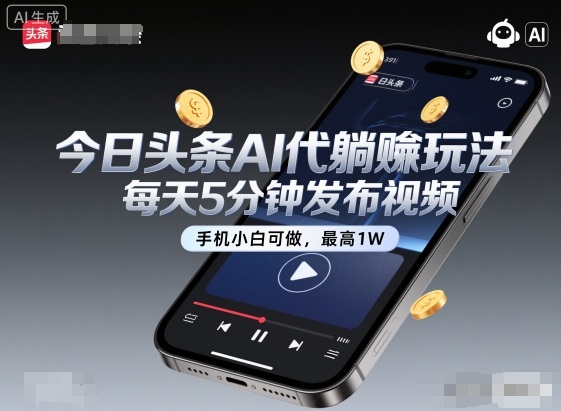 今日头条AI代躺賺玩法，每天5分钟发布视频，手机小白可做，最高1W+【揭秘】-weichuangqy