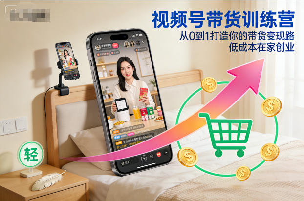视频号带货训练营，从0到1打造你的带货变现路，低成本在家创业-weichuangqy
