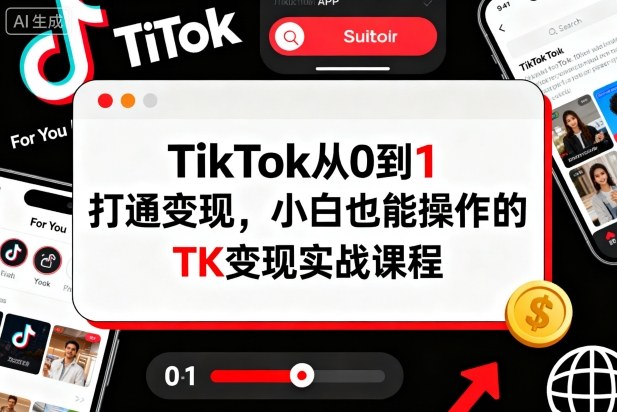 TikTok从0到1打通变现，小白也能操作的TK变现实战课程-weichuangqy