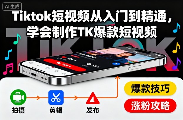 Tiktok短视频从入门到精通，学会制作TK爆款短视频-weichuangqy