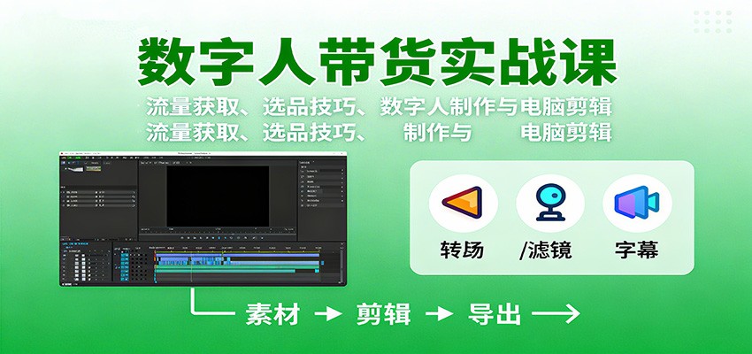 数字人变现实战课：流量获取、选品技巧、数字人制作与电脑剪辑-weichuangqy