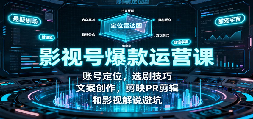 影视号爆款运营课：账号定位，选剧技巧，文案创作，剪映PR剪辑和影视解说避坑-weichuangqy