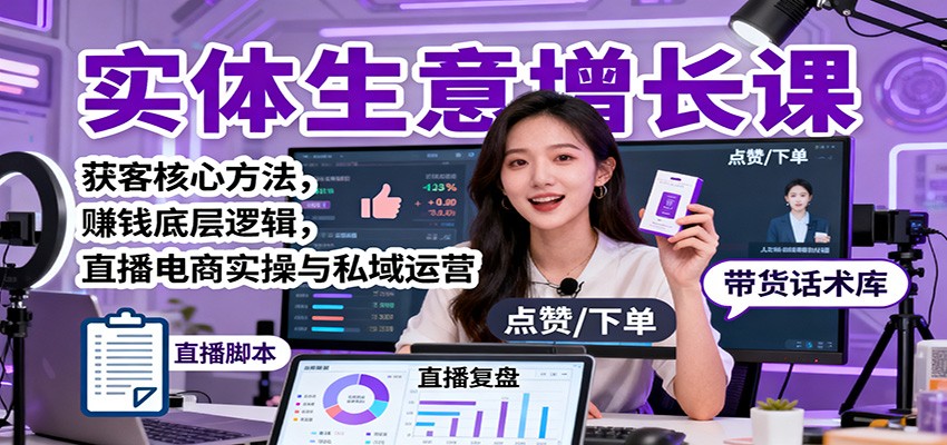 实体生意增长课：获客核心方法，赚钱底层逻辑，直播电商实操与私域运营-weichuangqy