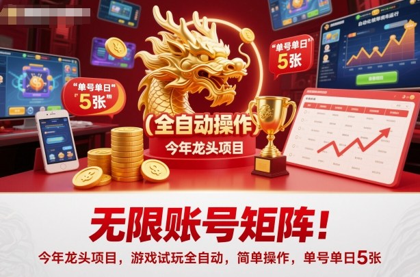 无限账号矩阵！今年龙头项目，游戏试玩全自动，简单操作，单号单日5张【揭秘】-weichuangqy