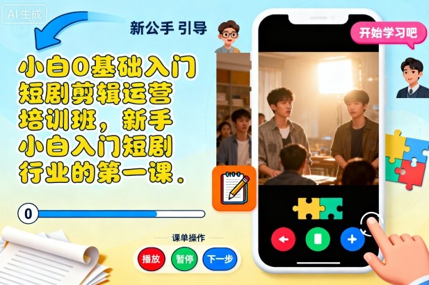 小白0基础入门短剧剪辑运营培训班，新手小白入门短剧行业的第一课-weichuangqy