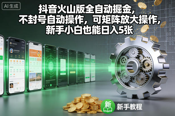 抖音火山版全自动掘金，不封号自动操作，可矩阵放大操作，新手小白也能日入5张【揭秘】-weichuangqy