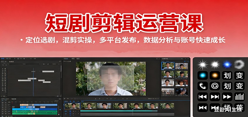 短剧剪辑运营课：定位选剧，混剪实操，多平台发布，数据分析与账号快速成长-weichuangqy