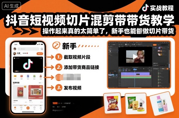 抖音短视频切片混剪带货教学，操作起来真的太简单了，新手也能做切片带货-weichuangqy