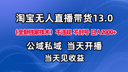 淘宝无人直播13.0，公域私域技术，不封号，不违规布局下半年旺季赛道，日入1K+(独家技术)【揭秘】-weichuangqy
