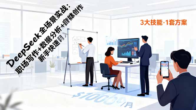 DeepSeek全场景实战：职场写作+数据分析+自媒体创作，新手快速月入过万-weichuangqy