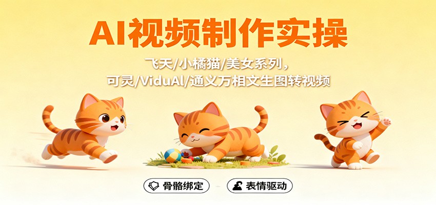 AI视频制作实操，飞天/小橘猫/美女系列，可灵/ViduAl/通义万相文生图转视频-weichuangqy