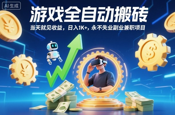 游戏全自动搬砖，当天就见收益，日入1K+，永不失业副业兼职项目【揭秘】-weichuangqy
