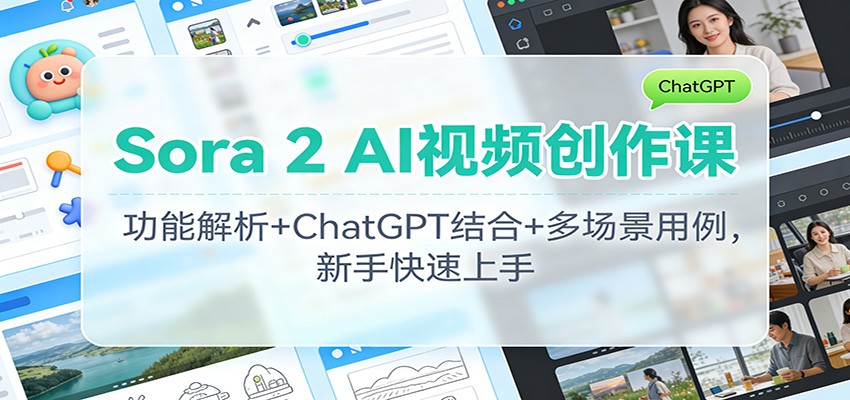 Sora 2 AI视频创作课：功能解析+ChatGPT结合+多场景用例，新手快速上手-weichuangqy