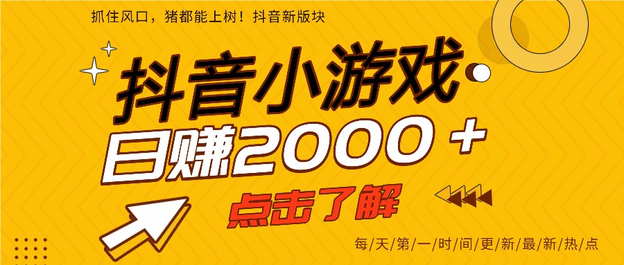 5年爆火的抖音小游戏项目，一部手机日入2000+-weichuangqy