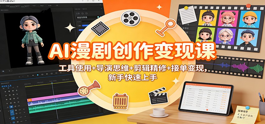 AI漫剧创作变现课：工具使用+导演思维+剪辑精修+接单变现，新手快速上手-weichuangqy
