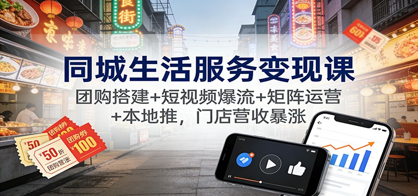 同城生活服务变现课：团购搭建+短视频爆流+矩阵运营+本地推，门店营收暴涨-weichuangqy