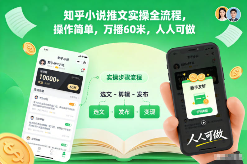知乎小说推文实操全流程，操作简单，万播60米，人人可做-weichuangqy