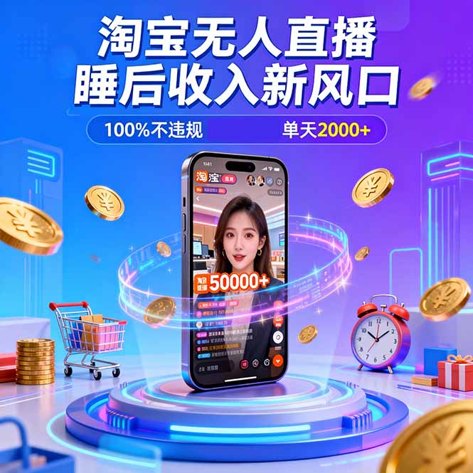 淘宝无人直播，不违规不封号，直播100小时卖了5万，年底旺季！-weichuangqy